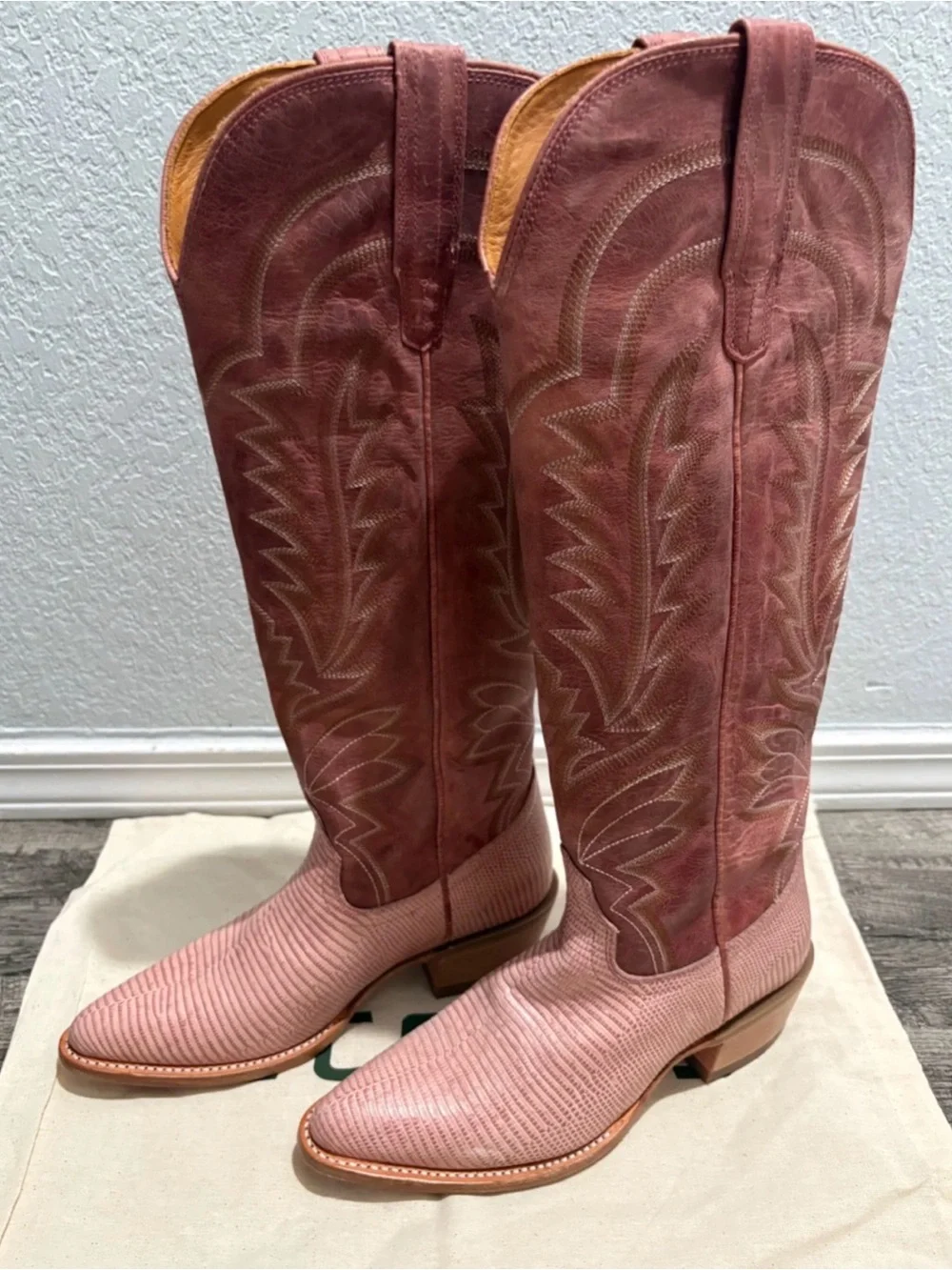Tecovas Abby Pink frost Women's Pink Tall Western Boots - Stylish Cowboy Boot